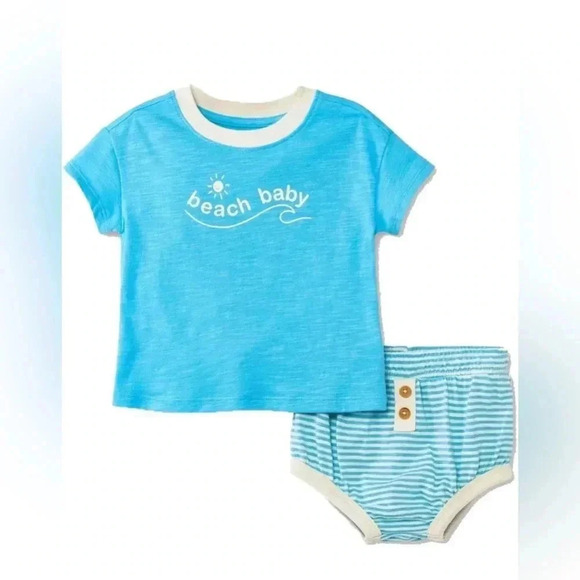 Baby Beach Slub Jersey Top & Bottom Set - Cat & Jack™ Light Blue - Picture 1 of 6